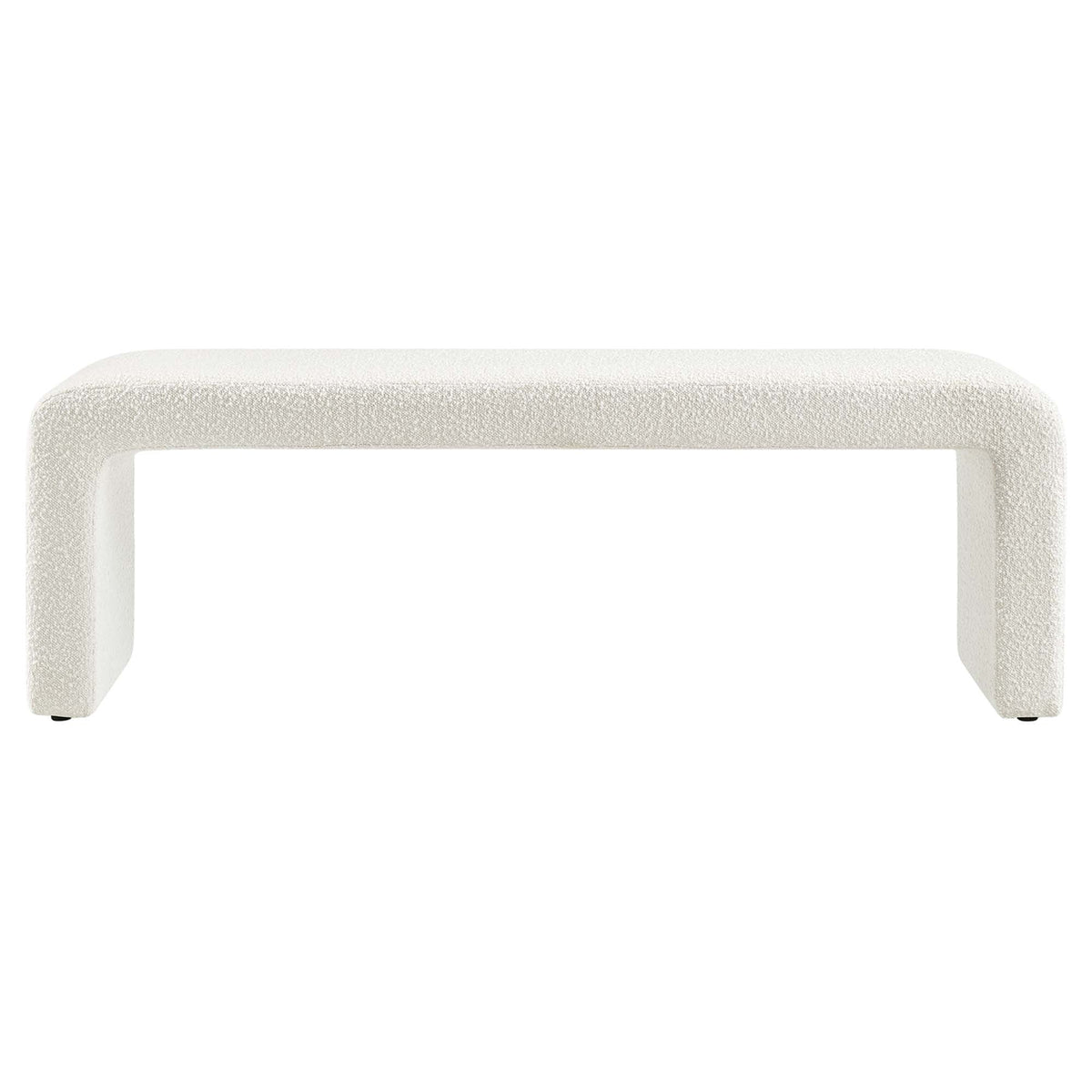 Simba Ivory Boucle Fabric Waterfall Long Bench - Ornate Home
