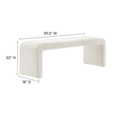 Simba Ivory Boucle Fabric Waterfall Long Bench - Ornate Home
