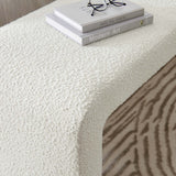 Simba Ivory Boucle Fabric Waterfall Long Bench - Ornate Home