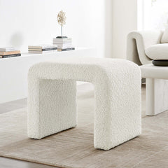 Simba Ivory Boucle Fabric Waterfall Stool - Ornate Home