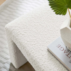 Simba Ivory Boucle Fabric Waterfall Stool - Ornate Home
