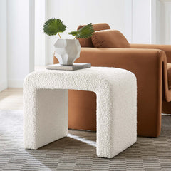 Simba Ivory Boucle Fabric Waterfall Stool - Ornate Home