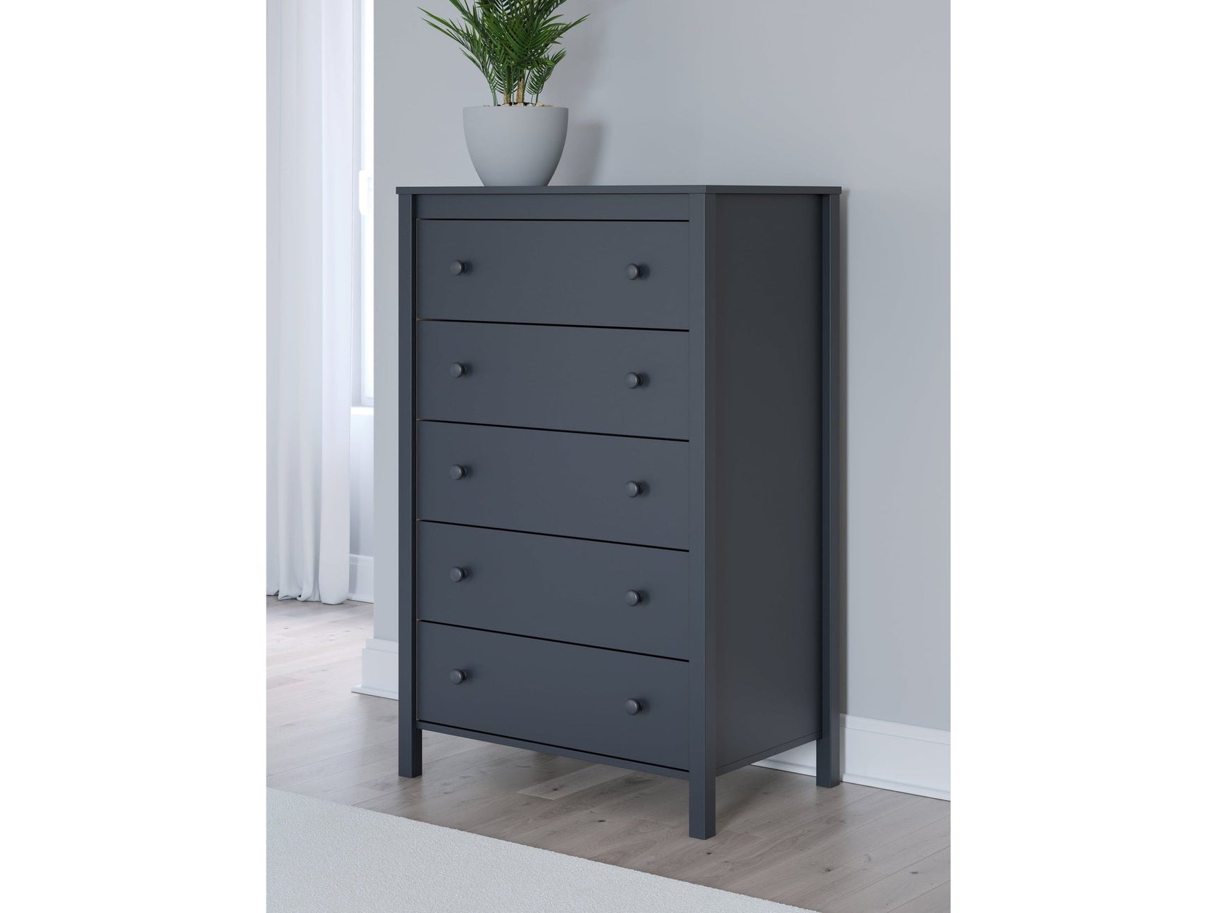 Simmenfort Navy Blue Five Drawer Chest (Online Special Price) - Ornate Home