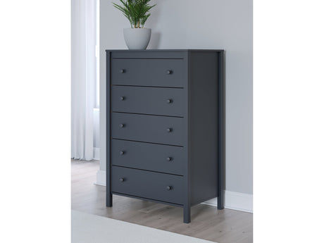 Simmenfort Navy Blue Five Drawer Chest - Ornate Home