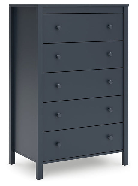 Simmenfort Navy Blue Five Drawer Chest - Ornate Home