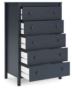 Simmenfort Navy Blue Five Drawer Chest - Ornate Home