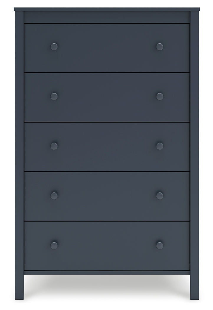 Simmenfort Navy Blue Five Drawer Chest - Ornate Home