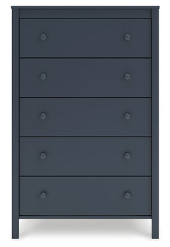 Simmenfort Navy Blue Five Drawer Chest - Ornate Home