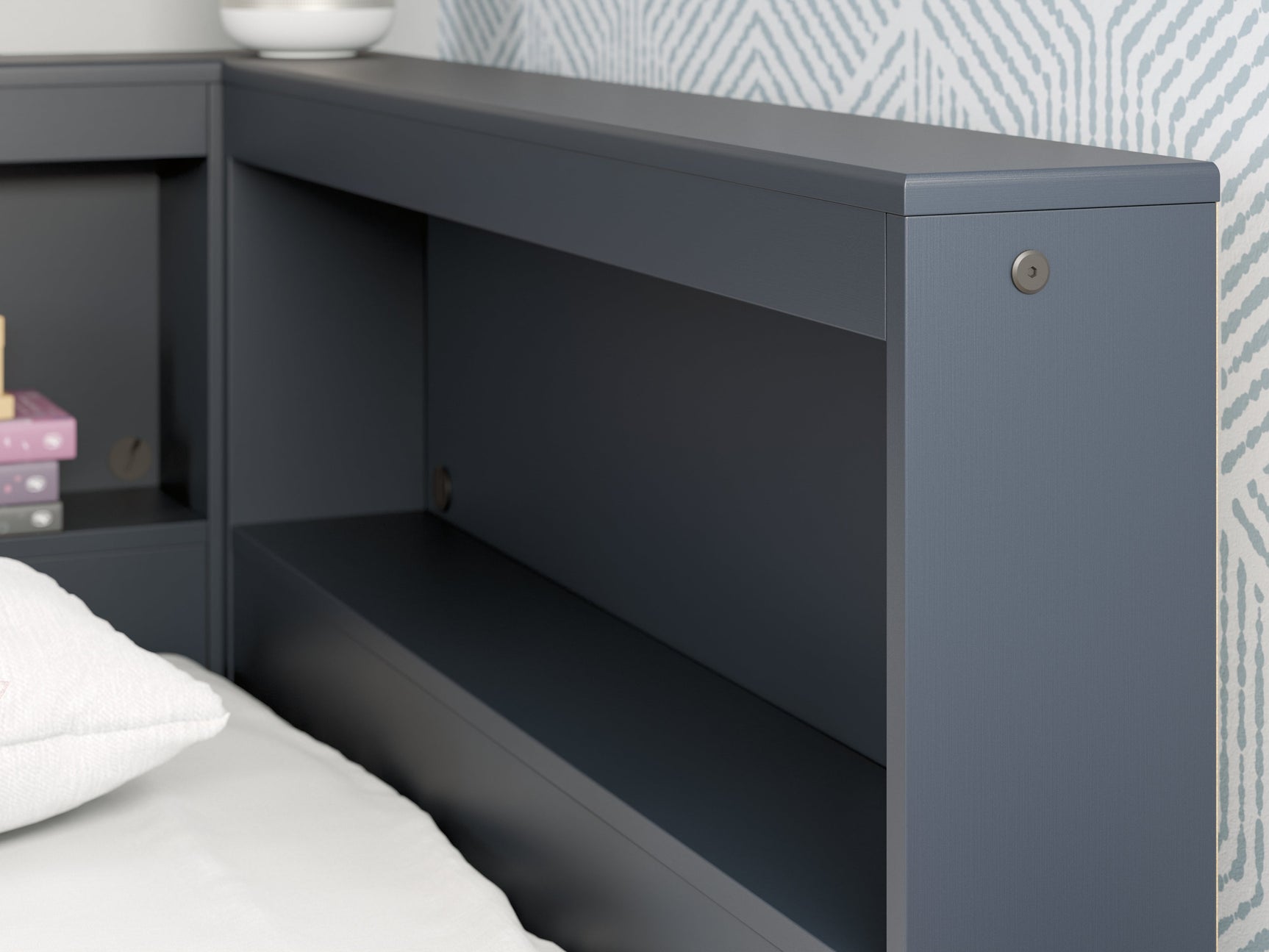 Simmenfort Navy Blue Twin Bookcase Storage Youth Bed (Online Special Price) - Ornate Home