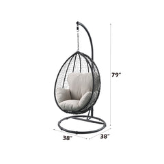 Simona Beige & Black Patio Swing Chair w/ Stand - Ornate Home