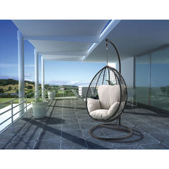 Simona Beige & Black Patio Swing Chair w/ Stand - Ornate Home