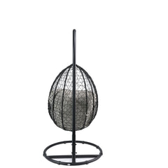 Simona Beige & Black Patio Swing Chair w/ Stand - Ornate Home
