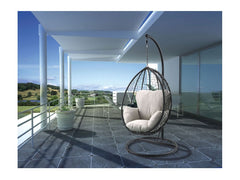 Simona Beige & Black Patio Swing Chair w/ Stand - Ornate Home