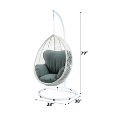 Simona Green & White Patio Swing Chair w/ Stand - Ornate Home