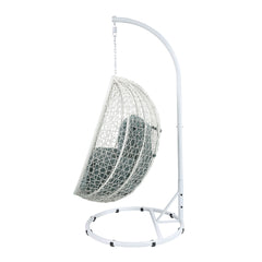 Simona Green & White Patio Swing Chair w/ Stand - Ornate Home