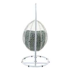 Simona Green & White Patio Swing Chair w/ Stand - Ornate Home