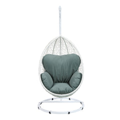 Simona Green & White Patio Swing Chair w/ Stand - Ornate Home