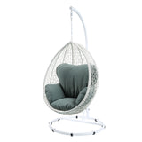 Simona Green & White Patio Swing Chair w/ Stand - Ornate Home