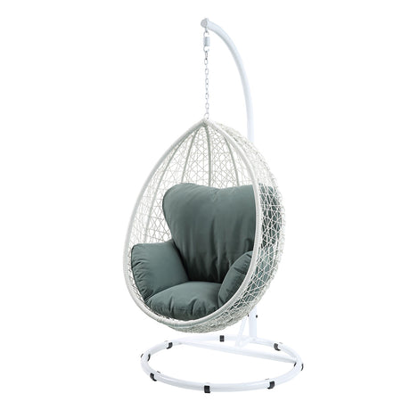 Simona Green & White Patio Swing Chair w/ Stand - Ornate Home