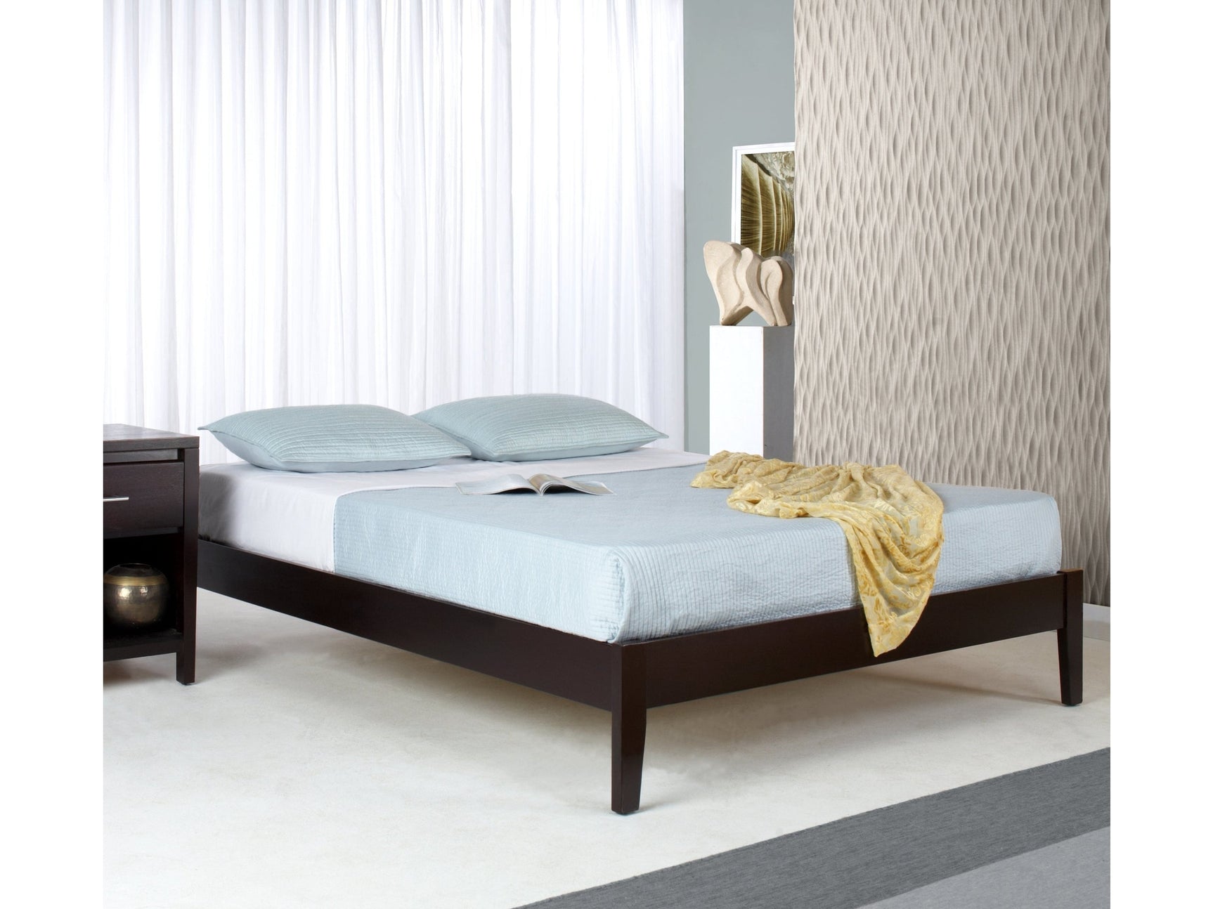 Simple Wood California King  Platform Bed in Espresso - Ornate Home