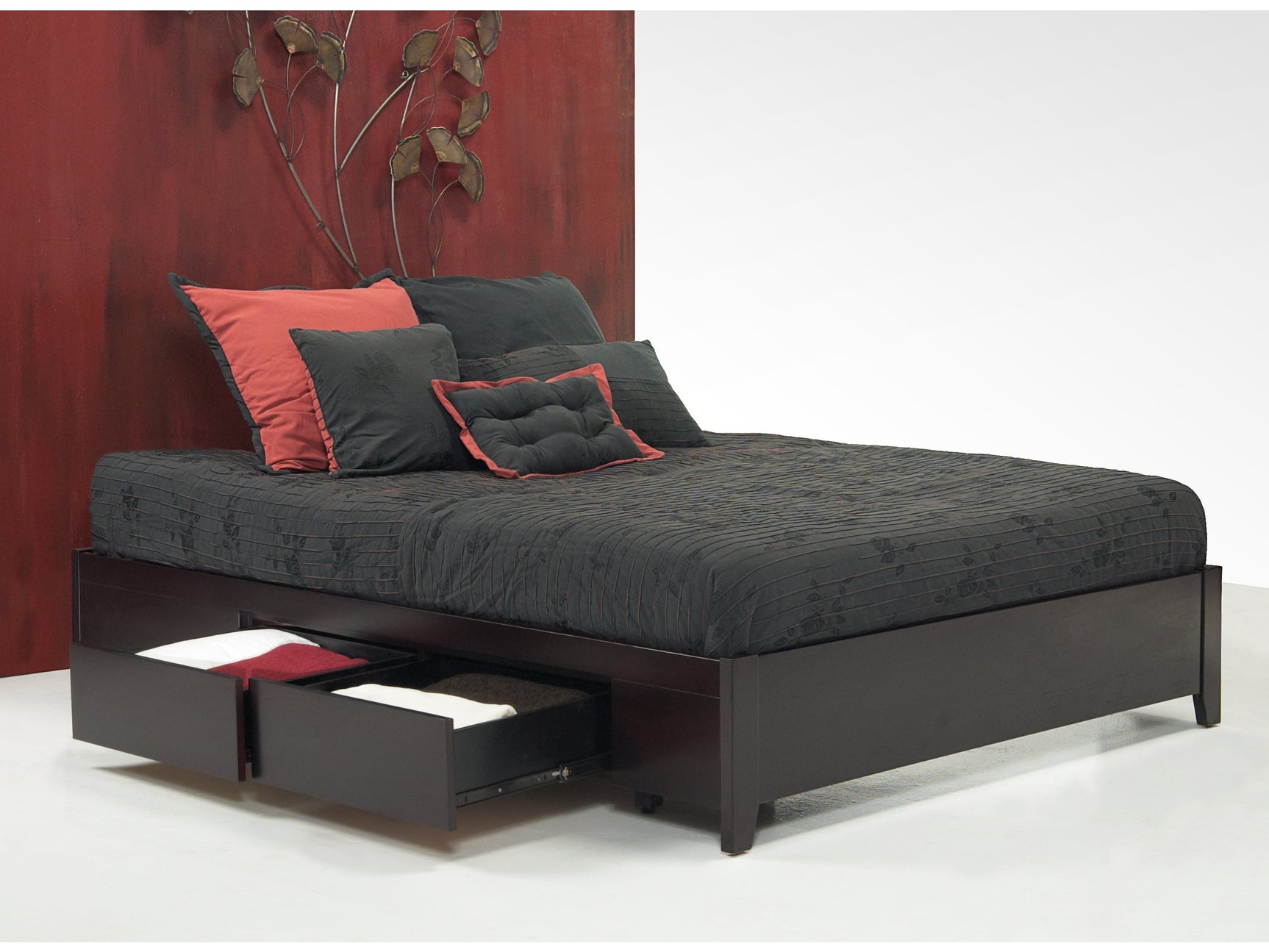 Simple Wood California King  Storage Bed in Espresso - Ornate Home