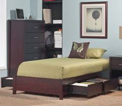 Simple Wood California King  Storage Bed in Espresso - Ornate Home