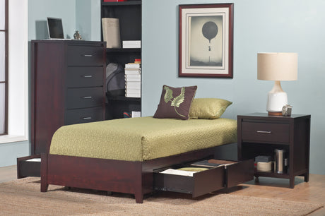 Simple Wood Eastern King Storage Bed in Espresso - Ornate Home