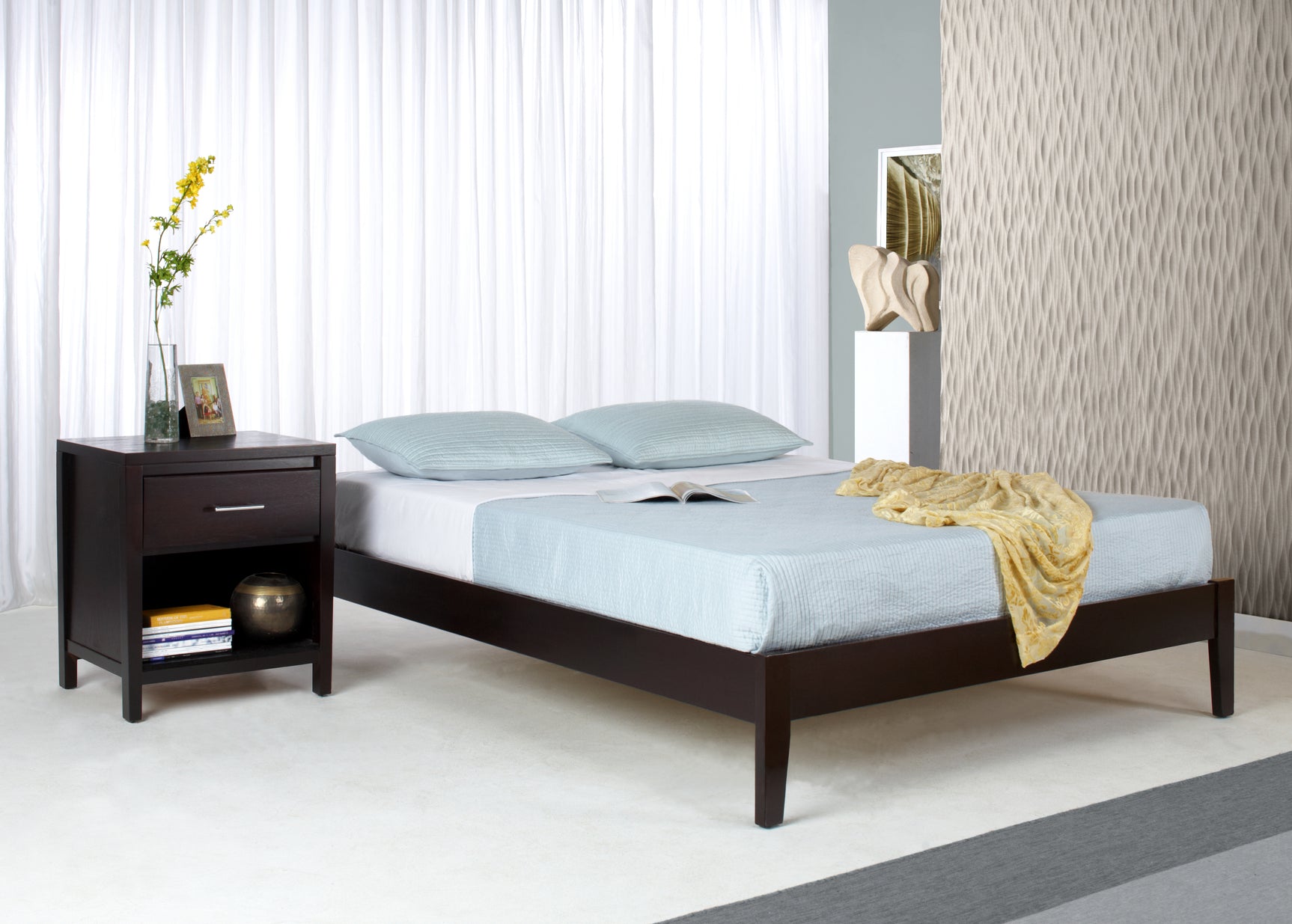 Simple Wood Queen Platform Bed in Espresso - Ornate Home