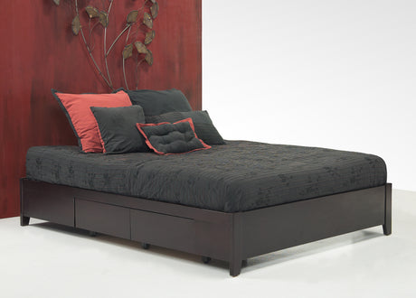 Simple Wood Queen Storage Bed in Espresso - Ornate Home