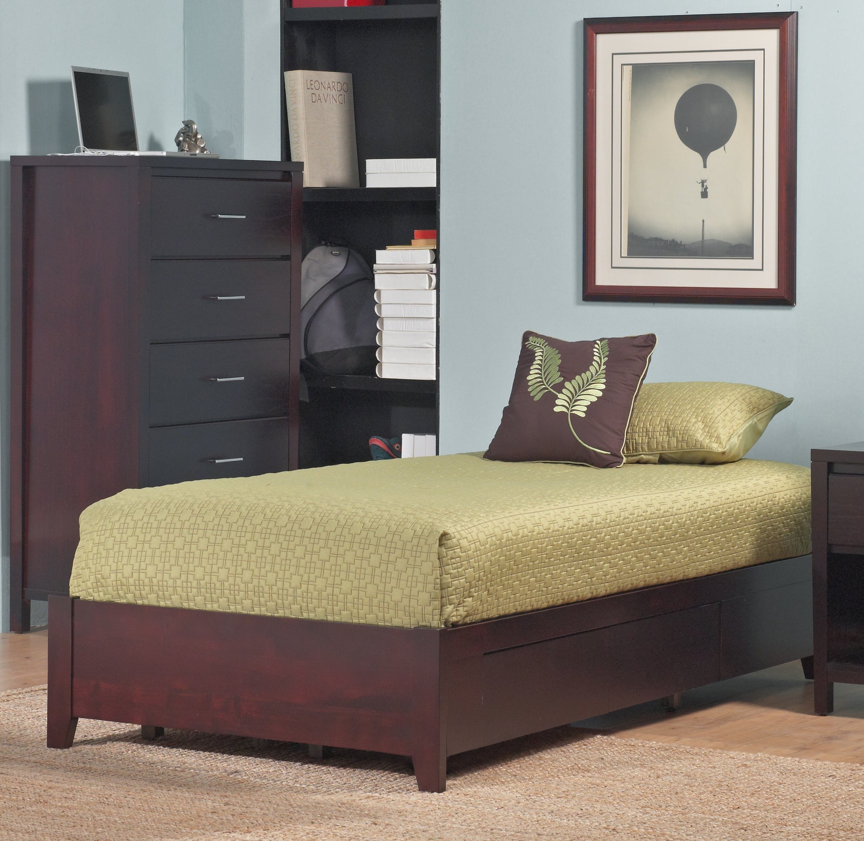 Simple Wood Queen Storage Bed in Espresso - Ornate Home