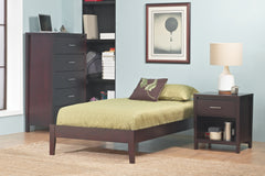 Simple Wood Twin Platform Bed in Espresso - Ornate Home