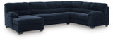 SimpleJoy Navy 3-Piece Sectional w/ Chaise - Ornate Home