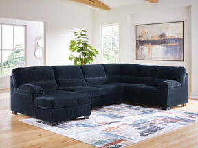 SimpleJoy Navy 3-Piece Sectional w/ Chaise - Ornate Home