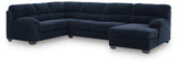 SimpleJoy Navy 3-Piece Sectional with Chaise - Ornate Home