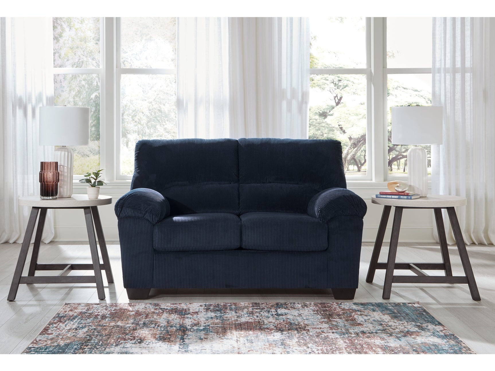 SimpleJoy Navy Loveseat - Ornate Home