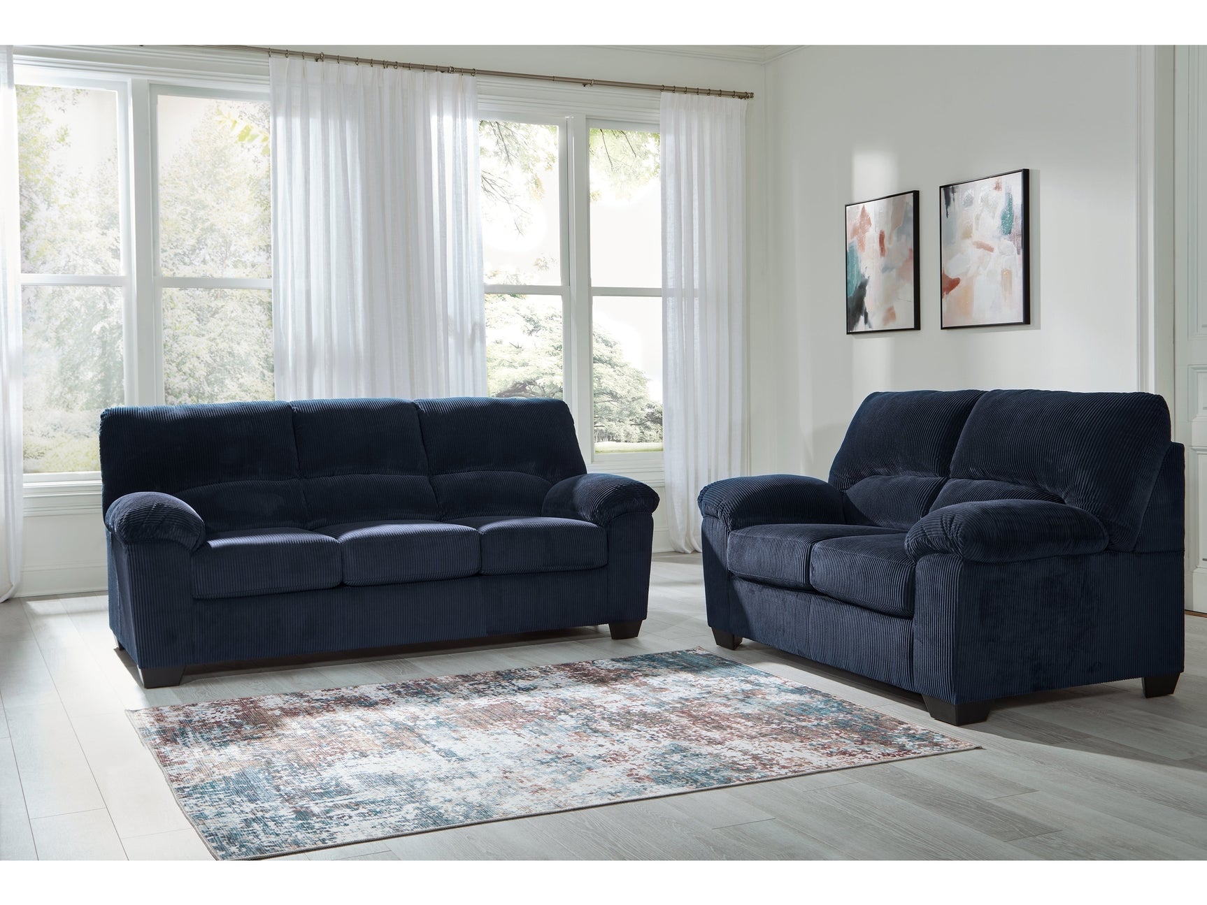 SimpleJoy Navy Sofa & Loveseat - Ornate Home