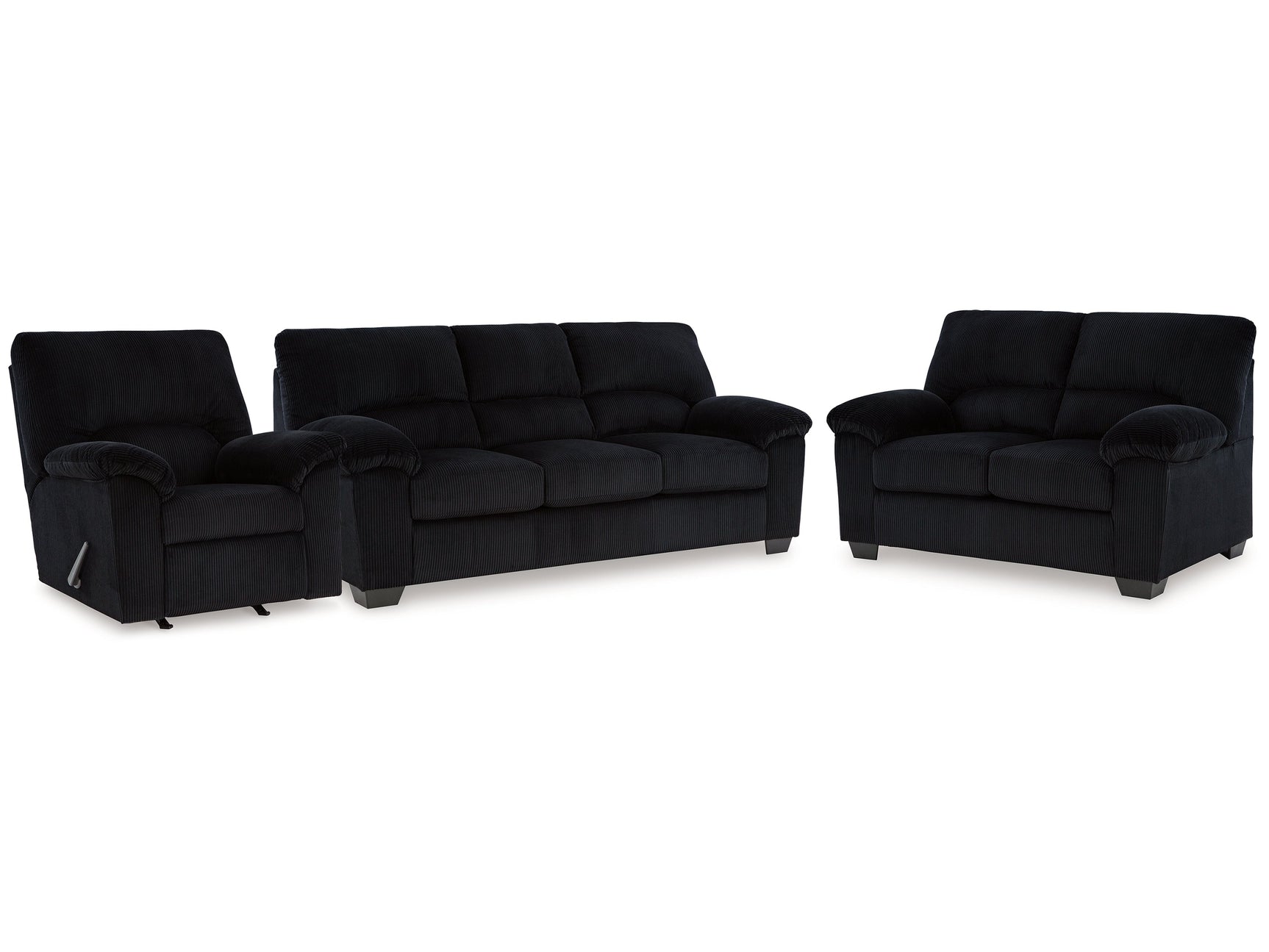 SimpleJoy Onyx Sofa, Loveseat and Recliner - Ornate Home