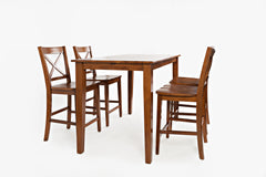 Simplicity Caramel Counter Table w/ 4 X-Back Stools - Ornate Home