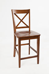 Simplicity Caramel Counter Table w/ 4 X-Back Stools - Ornate Home