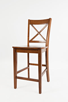 Simplicity Caramel Counter Table w/ 4 X-Back Stools - Ornate Home