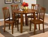 Simplicity Caramel Drop Leaf Dining Table w/ 4 Slatback Chairs - Ornate Home