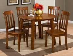 Simplicity Caramel Drop Leaf Dining Table w/ 4 Slatback Chairs - Ornate Home