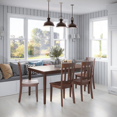Simplicity Caramel Rect. Dining Table w/ 6 Slatback Chairs - Ornate Home