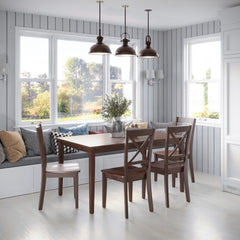 Simplicity Caramel Rect. Dining Table w/ 4 X-Back Chairs - Ornate Home
