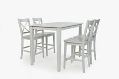 Simplicity Dove Counter Table w/ 4 X-Back Stools - Ornate Home