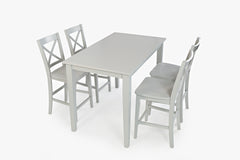 Simplicity Dove Counter Table w/ 4 X-Back Stools - Ornate Home