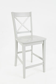 Simplicity Dove Counter Table w/ 4 X-Back Stools - Ornate Home