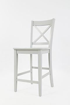 Simplicity Dove Counter Table w/ 4 X-Back Stools - Ornate Home