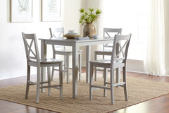Simplicity Dove Counter Table w/ 4 X-Back Stools - Ornate Home