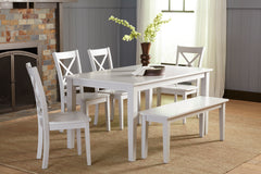 Simplicity Dove Rect. Dining Table w/ 4 X-Back Chairs, Bench - Ornate Home